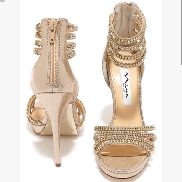 Nina New York Jeweled Ankle Strap Heels - Picture 2 of 15